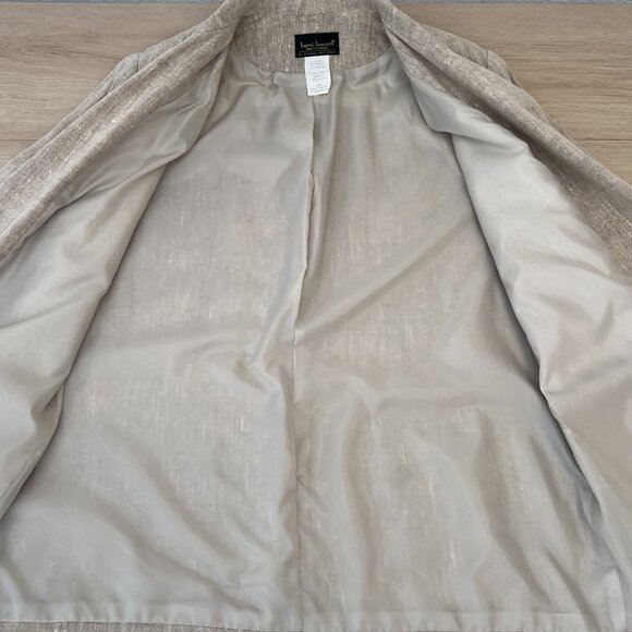 Vintage 80s/90s Harvé Benard Women's Light Beige Linen Blazer Jacket Size 16W - Picture 5 of 14